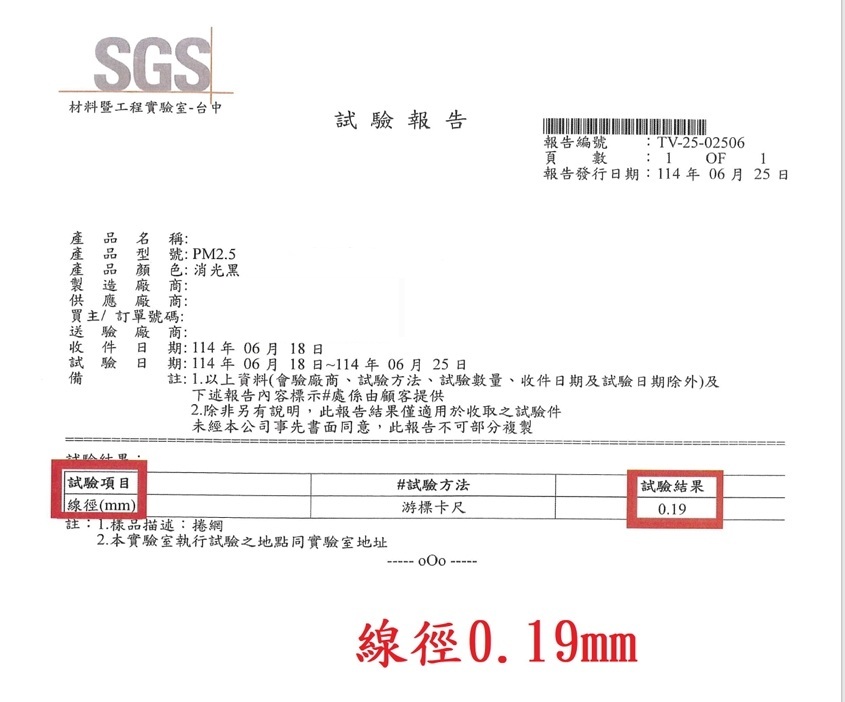 防霾紗網，線徑0.19mm